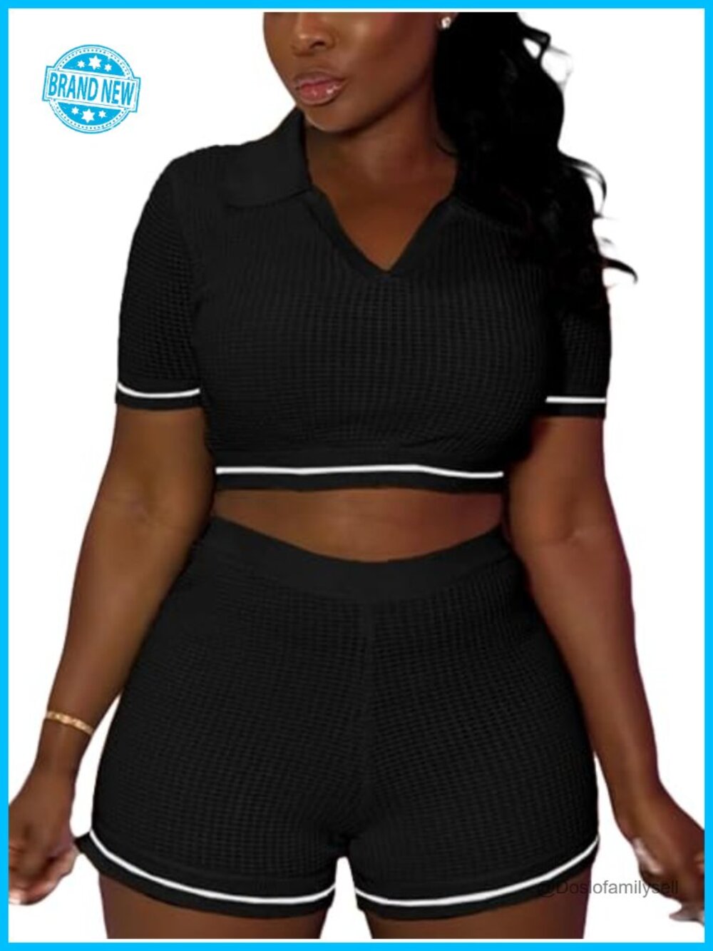 2 Piece Crop Top and Shorts Set - Knit Summer Vacation Outfit